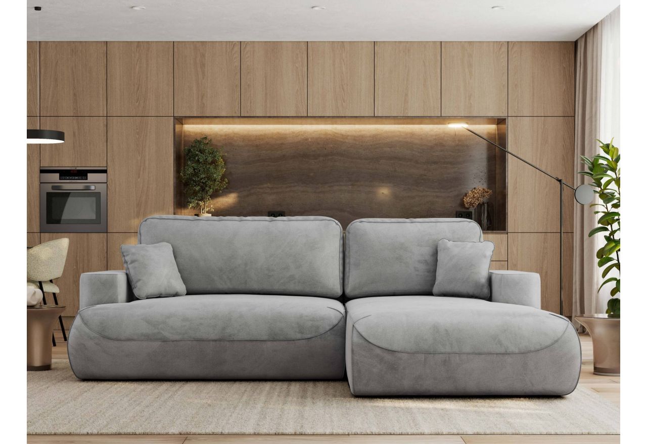 Narożnik - OVO L - strona prawa - jasnoszary, welwet