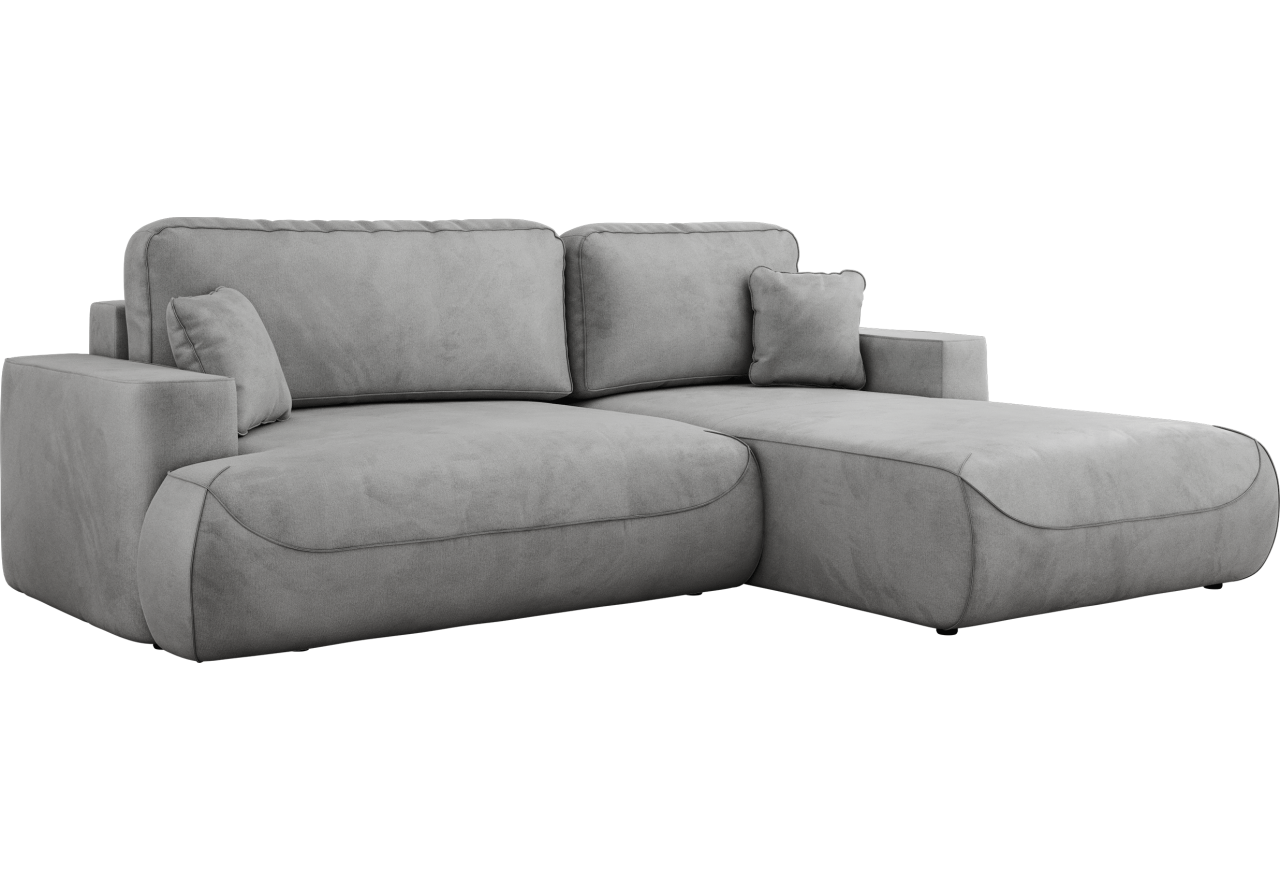 Narożnik - OVO L - strona prawa - jasnoszary, welwet