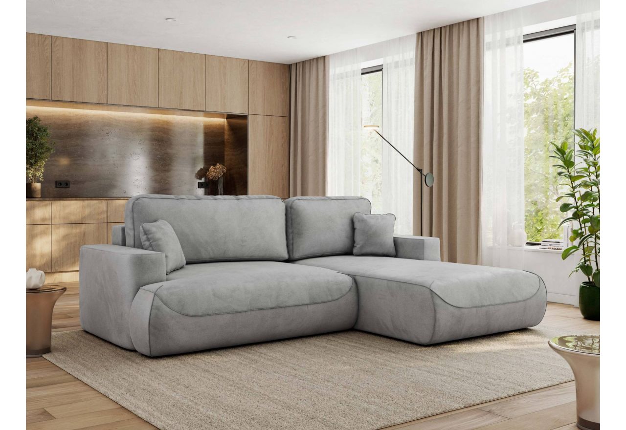 Narożnik - OVO L - strona prawa - jasnoszary, welwet