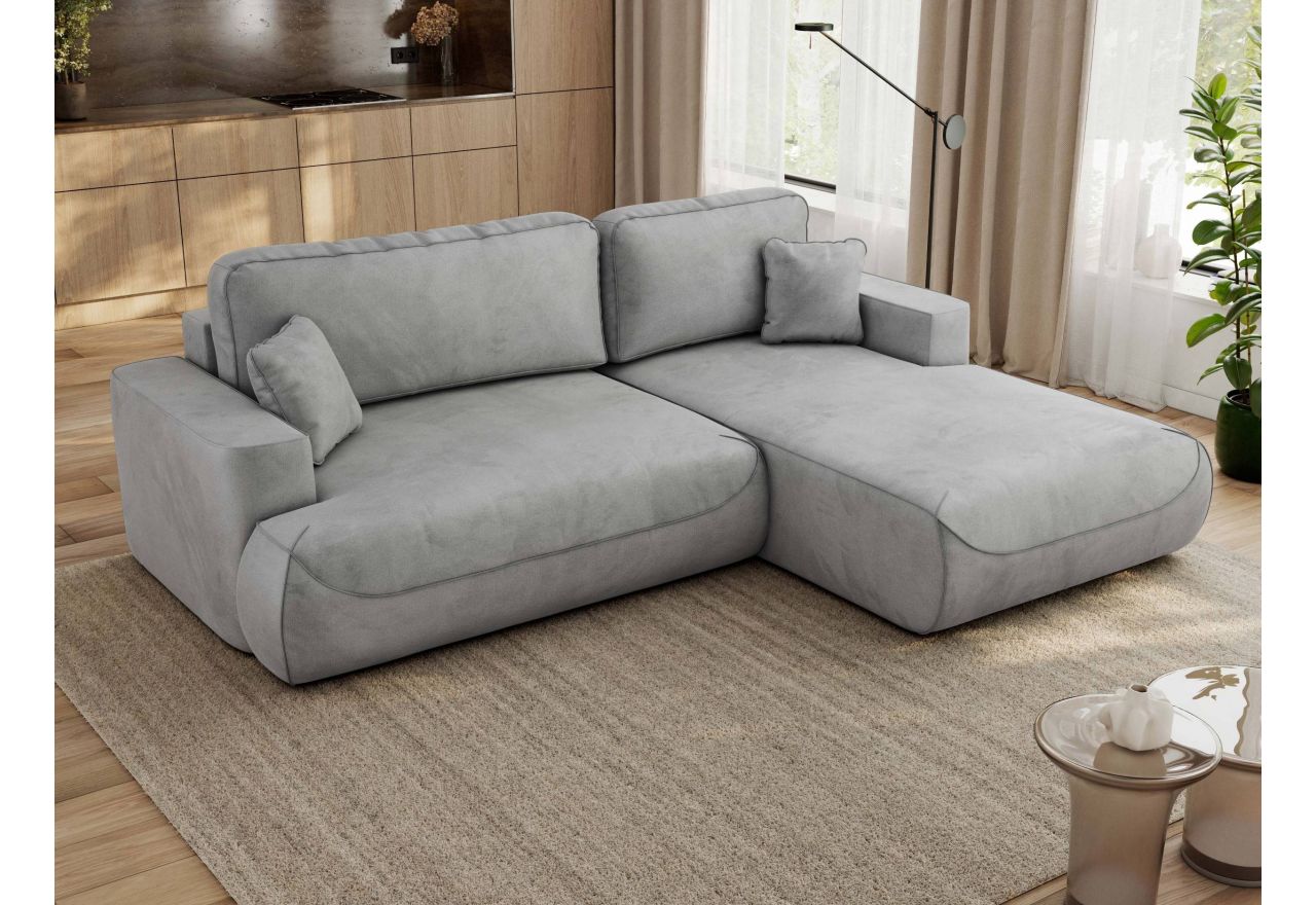 Narożnik - OVO L - strona prawa - jasnoszary, welwet