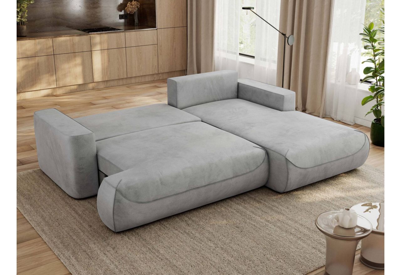 Narożnik - OVO L - strona prawa - jasnoszary, welwet