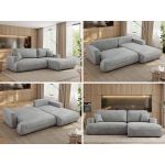 Narożnik - OVO L - strona prawa - jasnoszary, welwet