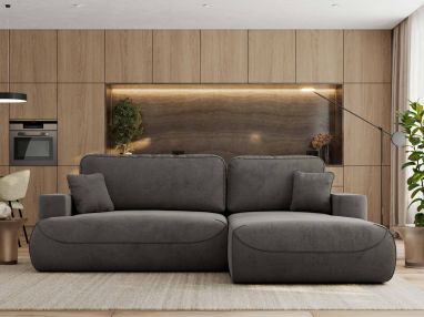 Narożnik - OVO L - strona prawa - ciemnoszary, welwet