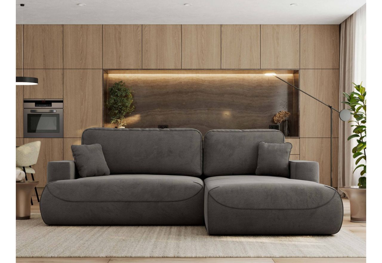 Narożnik - OVO L - strona prawa - ciemnoszary, welwet