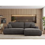 Narożnik - OVO L - strona prawa - ciemnoszary, welwet