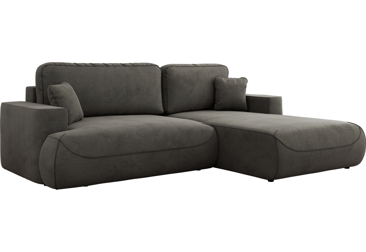 Narożnik - OVO L - strona prawa - ciemnoszary, welwet