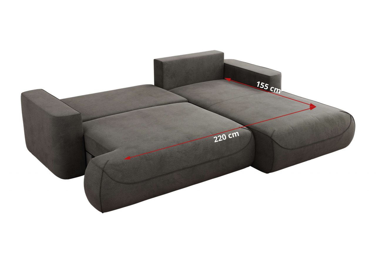 Narożnik - OVO L - strona prawa - ciemnoszary, welwet