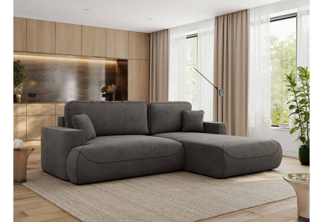 Narożnik - OVO L - strona prawa - ciemnoszary, welwet