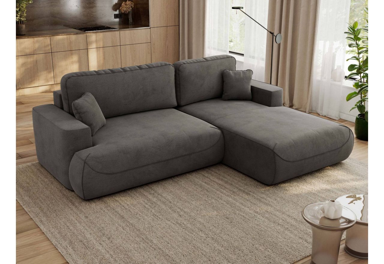 Narożnik - OVO L - strona prawa - ciemnoszary, welwet