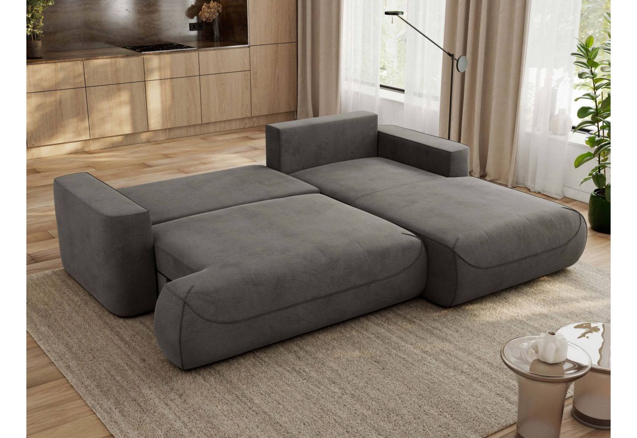 Narożnik - OVO L - strona prawa - ciemnoszary, welwet