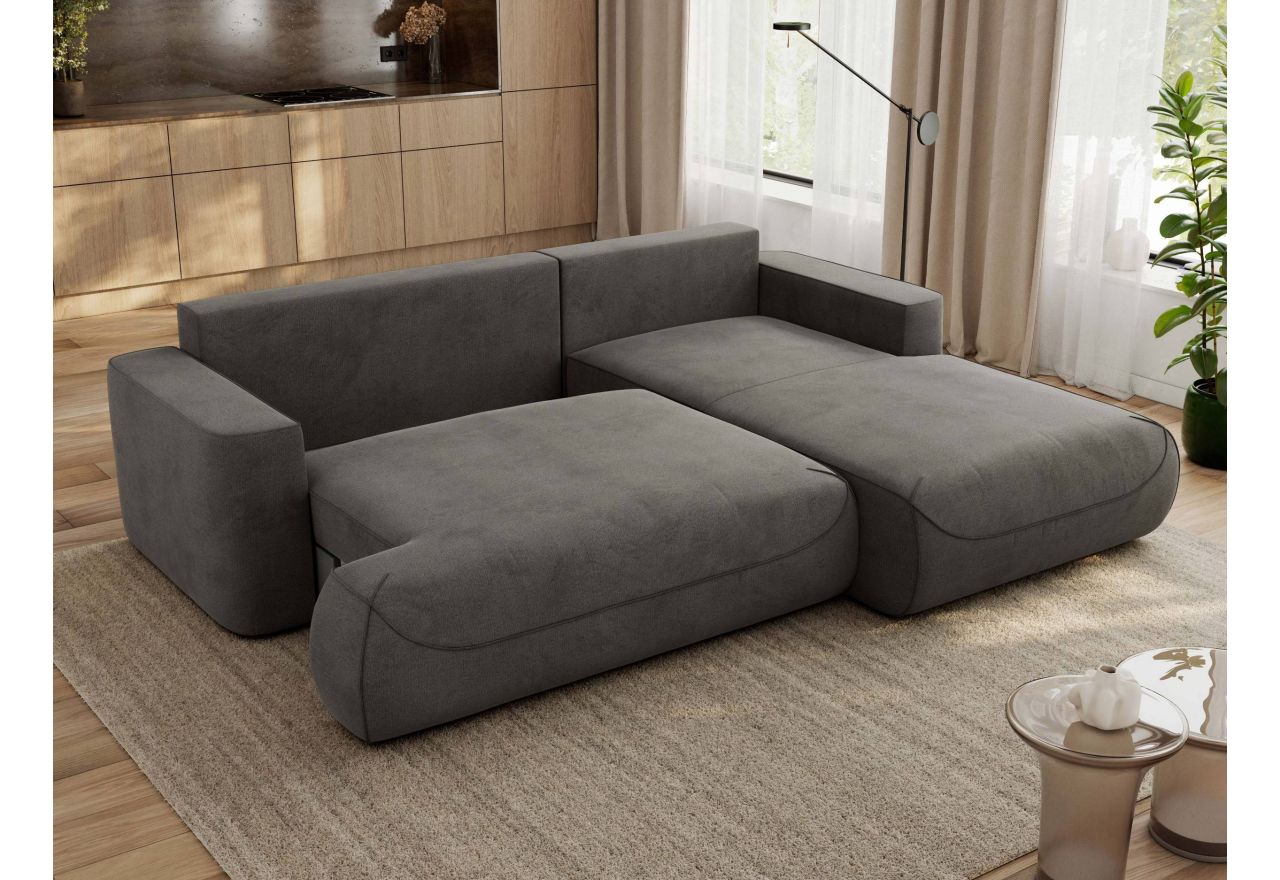 Narożnik - OVO L - strona prawa - ciemnoszary, welwet