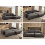 Narożnik - OVO L - strona prawa - ciemnoszary, welwet