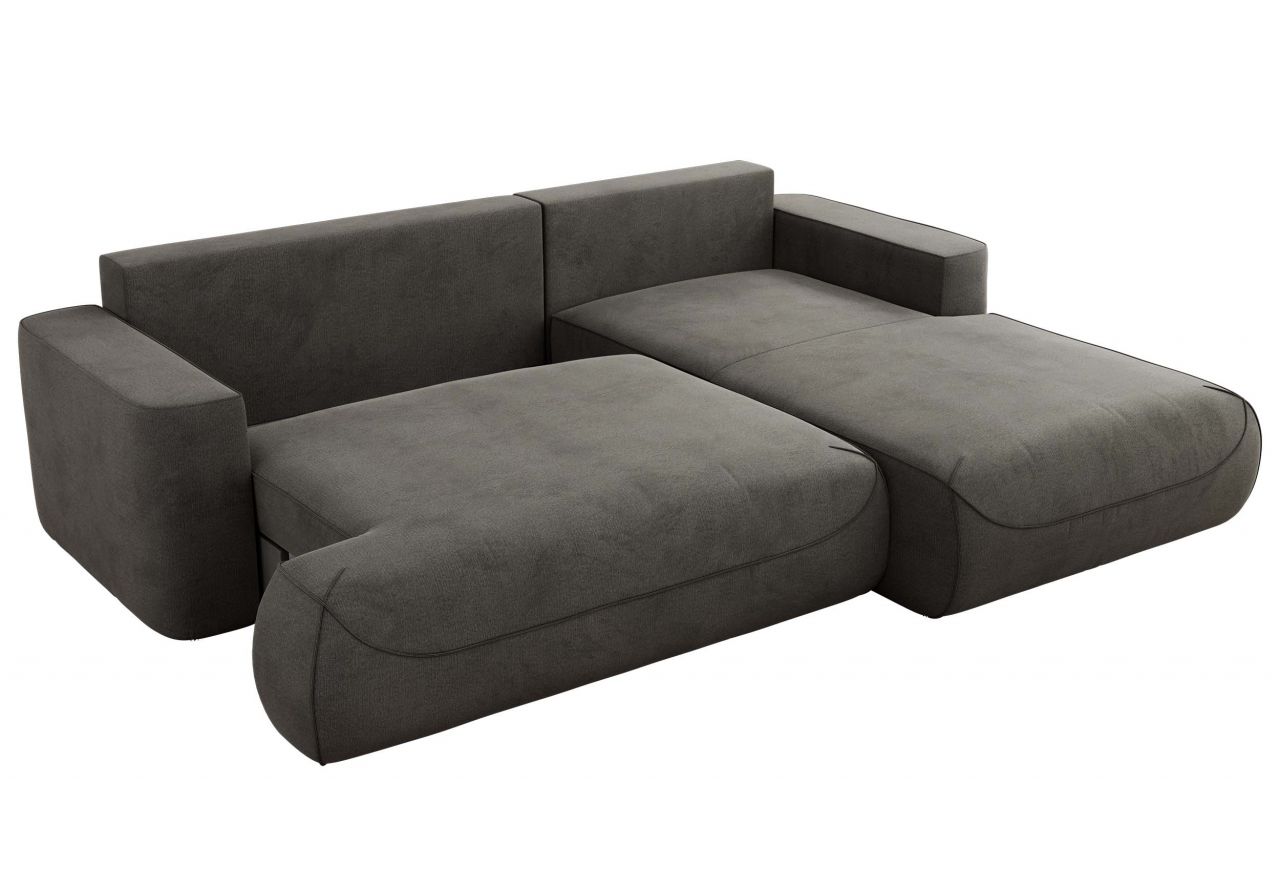 Narożnik - OVO L - strona prawa - ciemnoszary, welwet