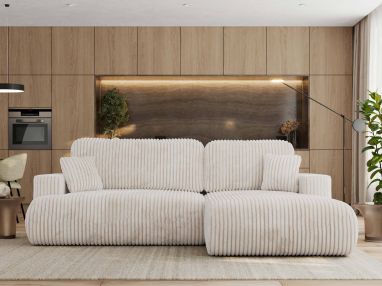 Narożnik - OVO L - strona prawa - beżowy, sztruks