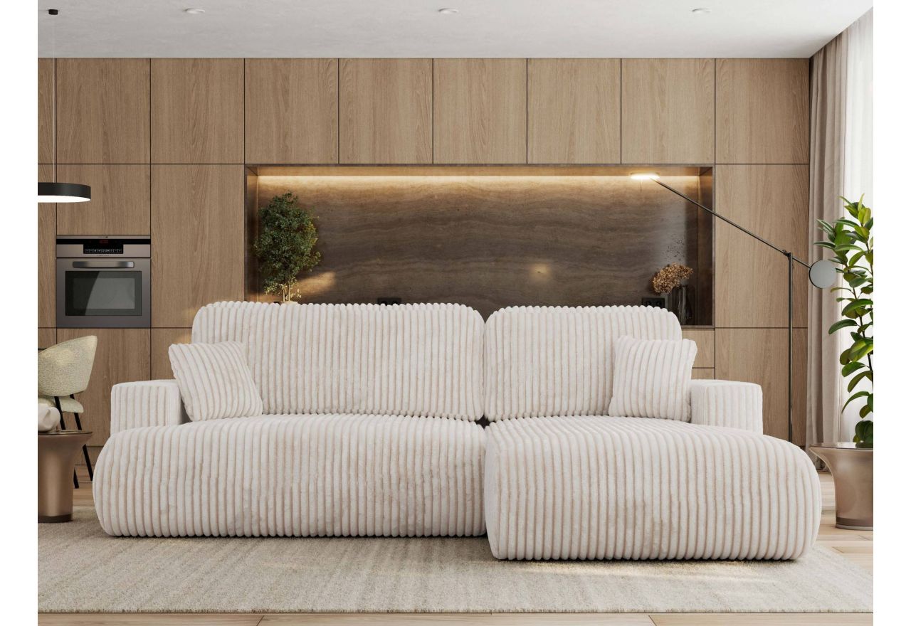 Narożnik - OVO L - strona prawa - beżowy, sztruks