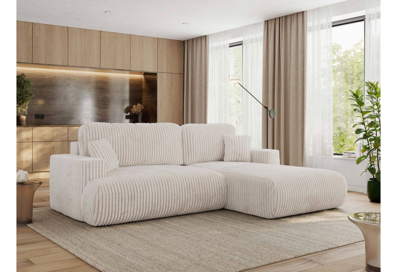 Narożnik - OVO L - strona prawa - beżowy, sztruks