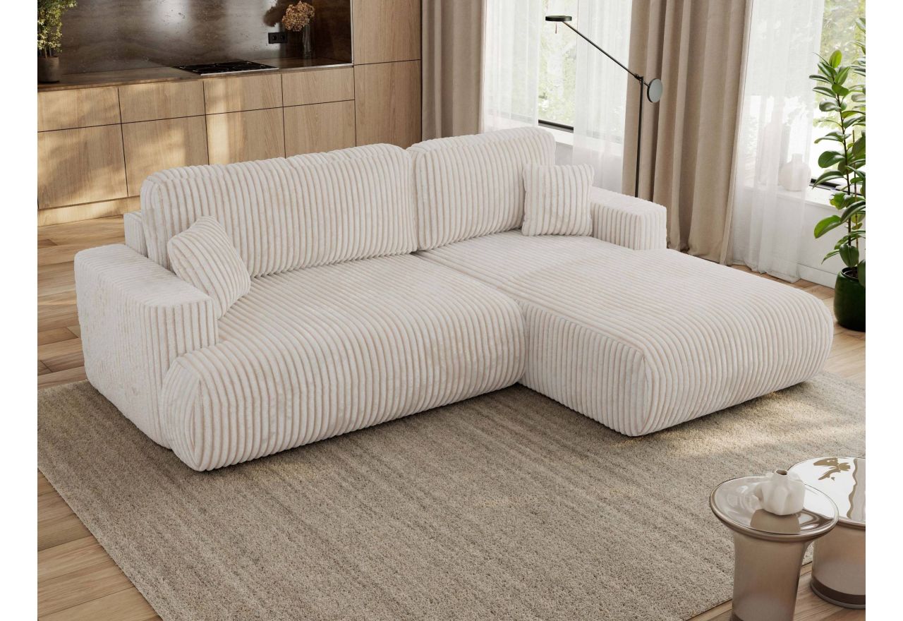 Narożnik - OVO L - strona prawa - beżowy, sztruks