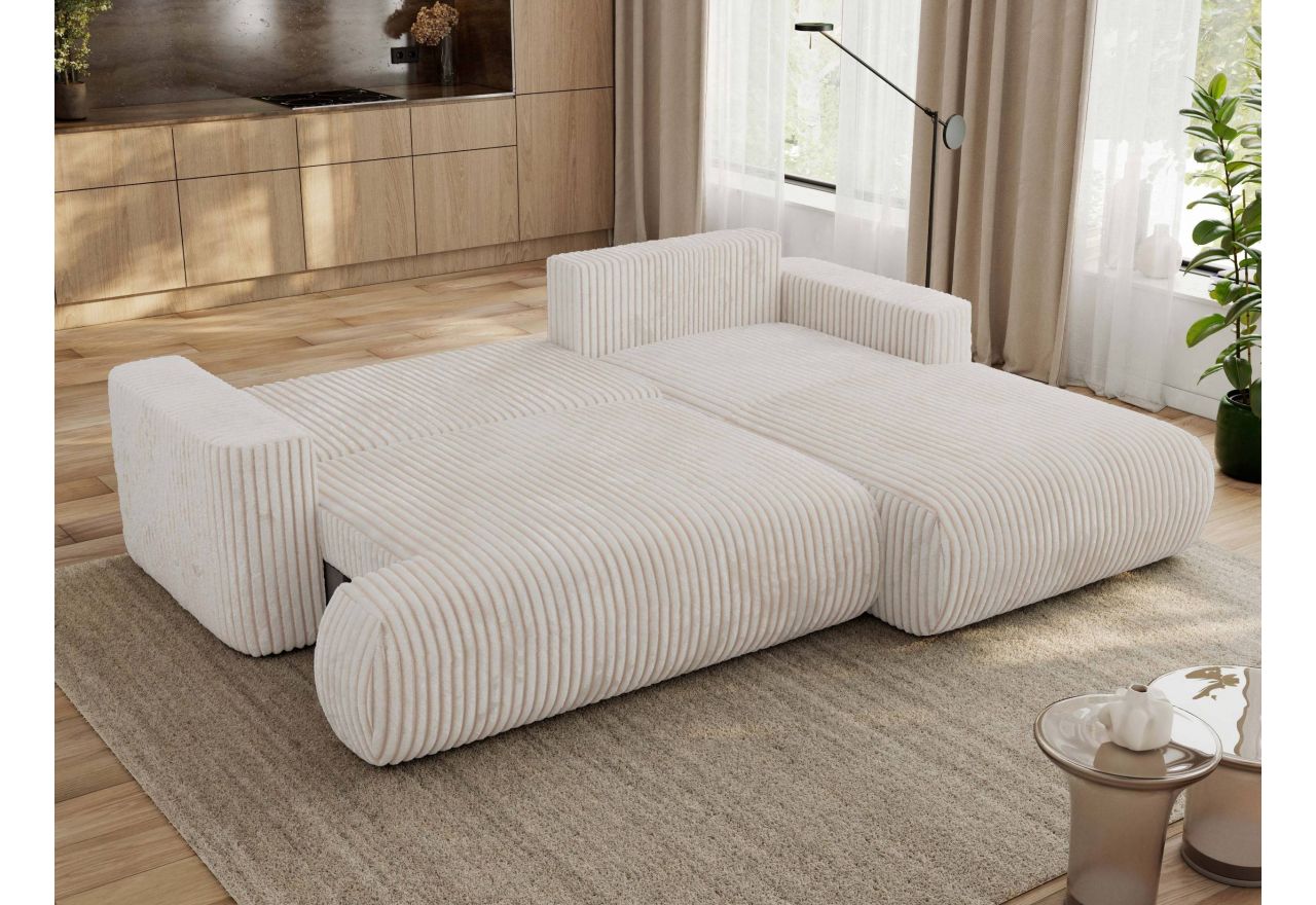 Narożnik - OVO L - strona prawa - beżowy, sztruks