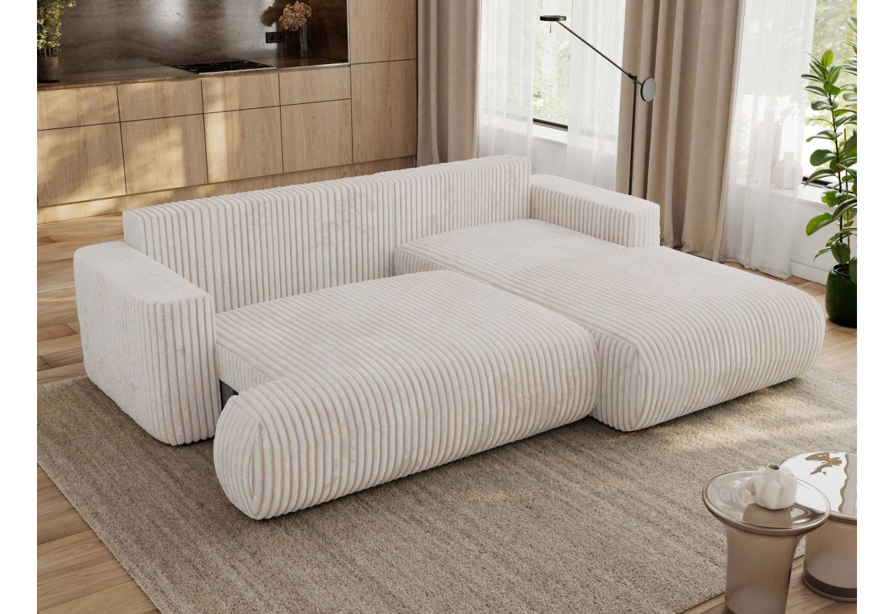 Narożnik - OVO L - strona prawa - beżowy, sztruks