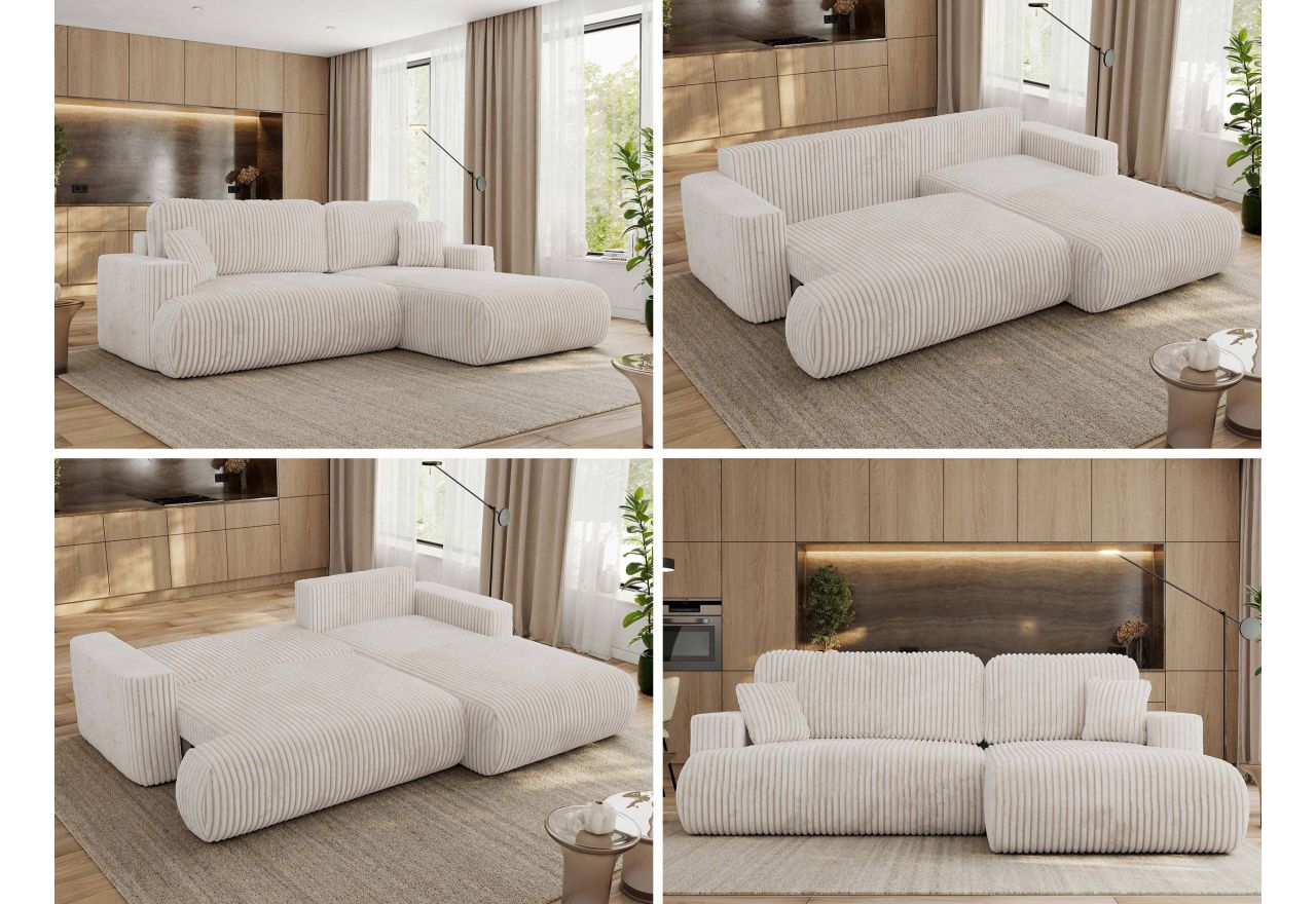 Narożnik - OVO L - strona prawa - beżowy, sztruks