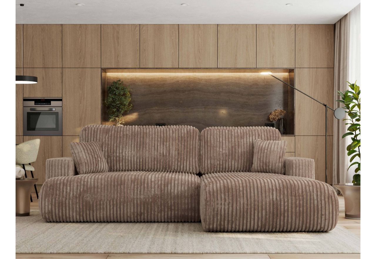 Narożnik - OVO L - strona prawa - brązowy, sztruks