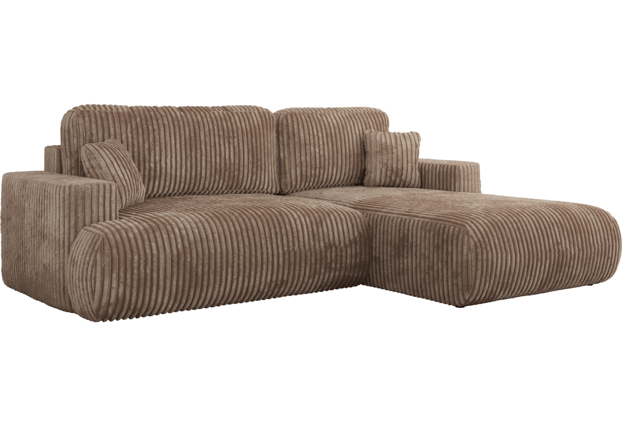 Narożnik - OVO L - strona prawa - brązowy, sztruks