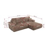 Narożnik - OVO L - strona prawa - brązowy, sztruks