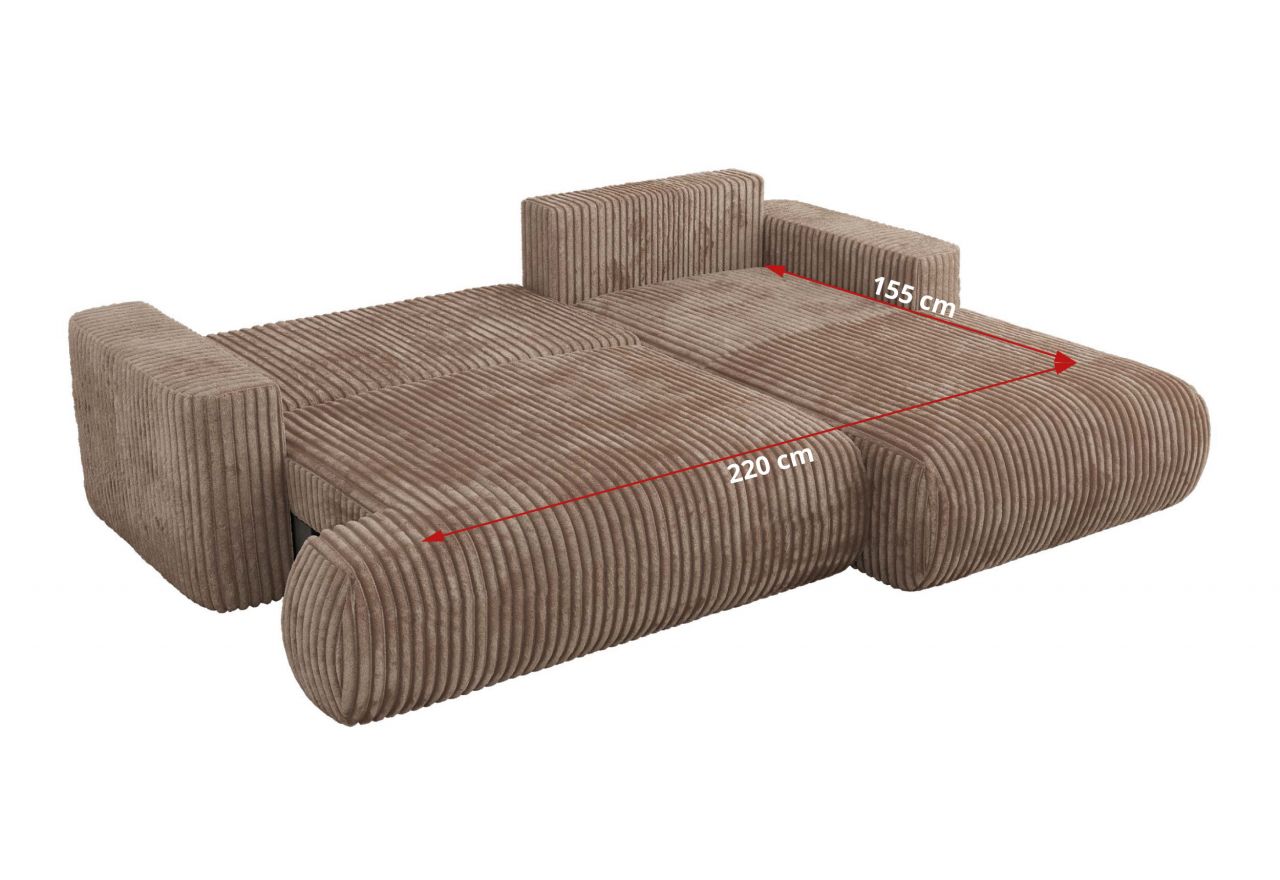 Narożnik - OVO L - strona prawa - brązowy, sztruks