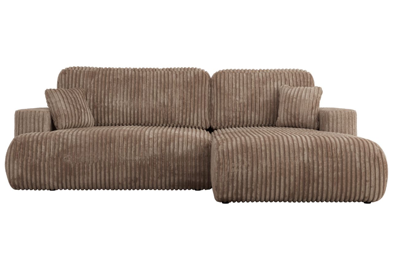 Narożnik - OVO L - strona prawa - brązowy, sztruks