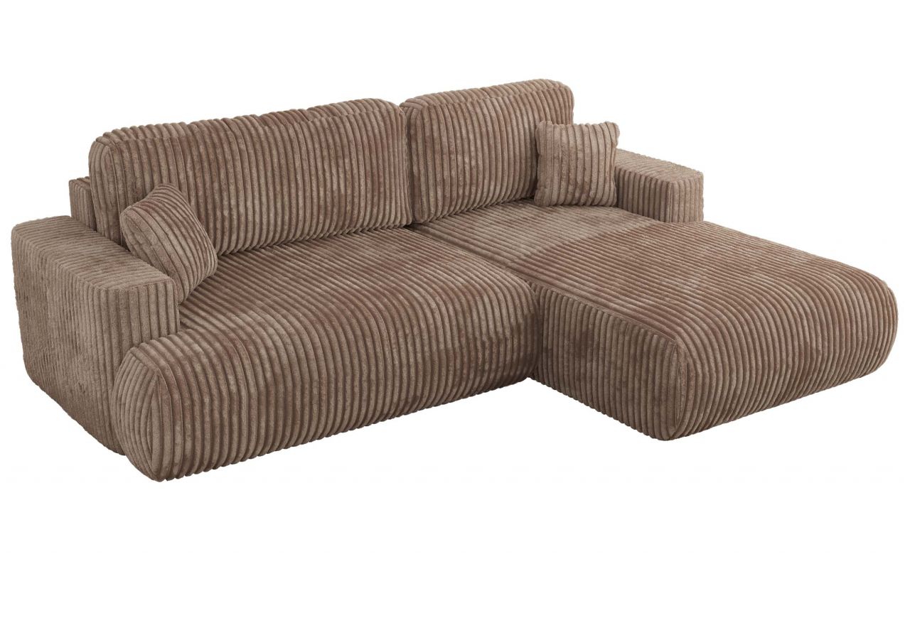 Narożnik - OVO L - strona prawa - brązowy, sztruks