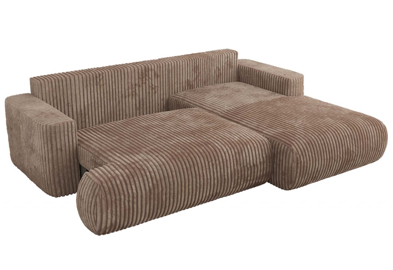 Narożnik - OVO L - strona prawa - brązowy, sztruks