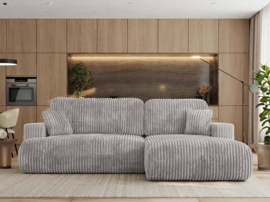 Narożnik - OVO L - strona prawa - jasnoszary, sztruks