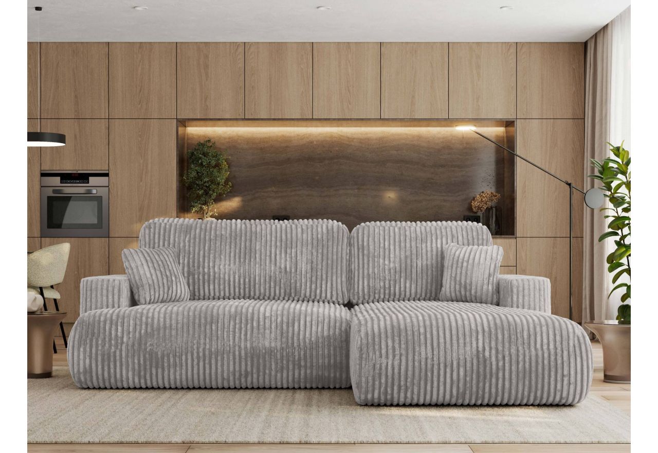 Narożnik - OVO L - strona prawa - jasnoszary, sztruks