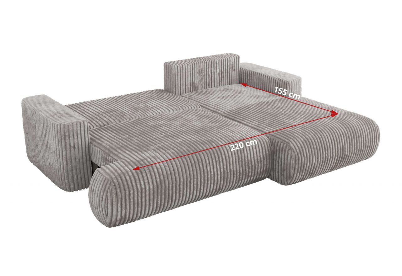 Narożnik - OVO L - strona prawa - jasnoszary, sztruks