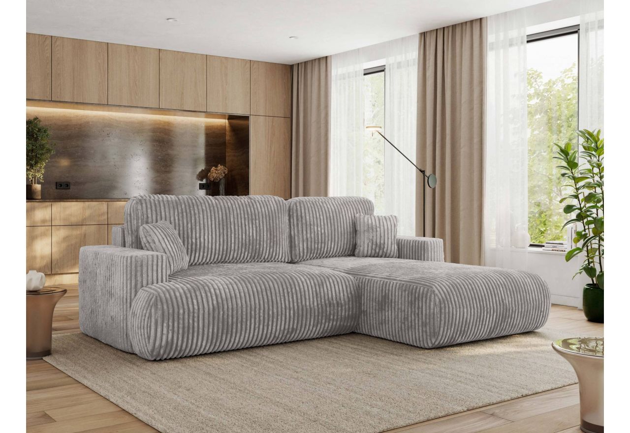 Narożnik - OVO L - strona prawa - jasnoszary, sztruks