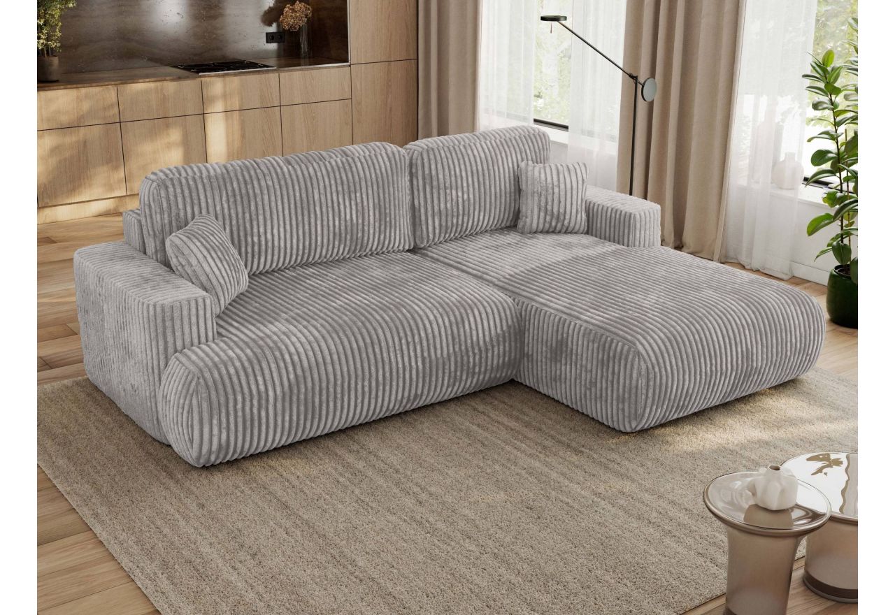 Narożnik - OVO L - strona prawa - jasnoszary, sztruks