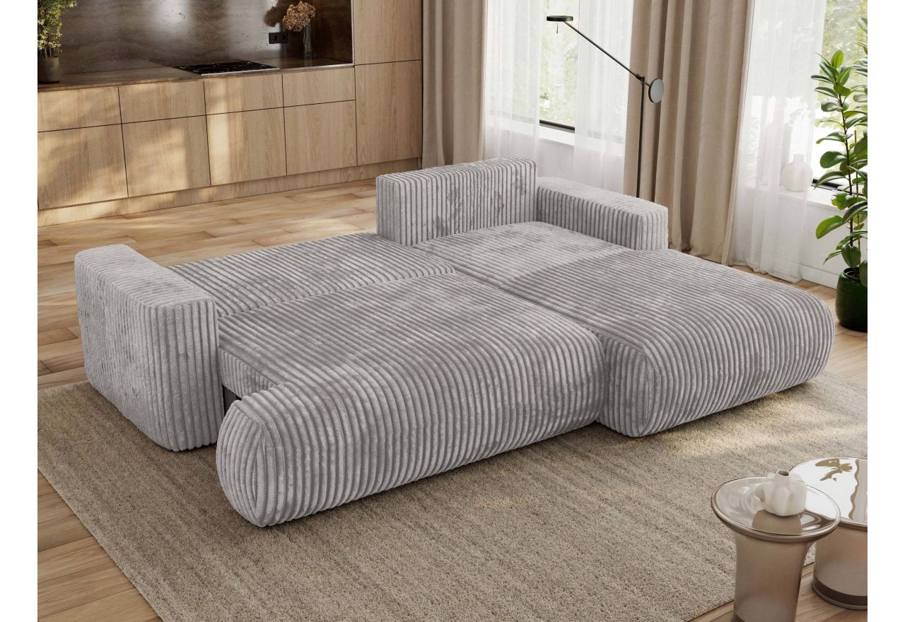 Narożnik - OVO L - strona prawa - jasnoszary, sztruks