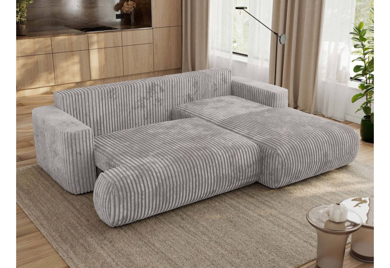 Narożnik - OVO L - strona prawa - jasnoszary, sztruks