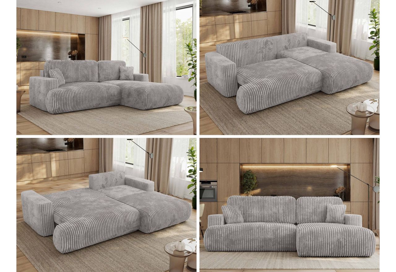 Narożnik - OVO L - strona prawa - jasnoszary, sztruks