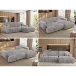 Narożnik - OVO L - strona prawa - jasnoszary, sztruks