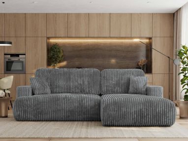 Narożnik - OVO L - strona prawa - ciemnoszary, sztruks