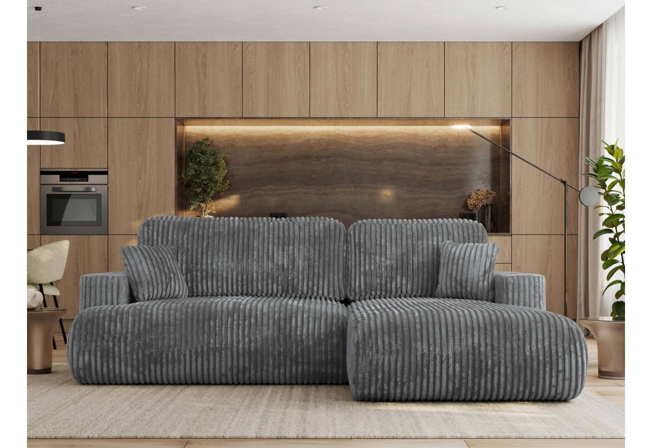 Narożnik - OVO L - strona prawa - ciemnoszary, sztruks