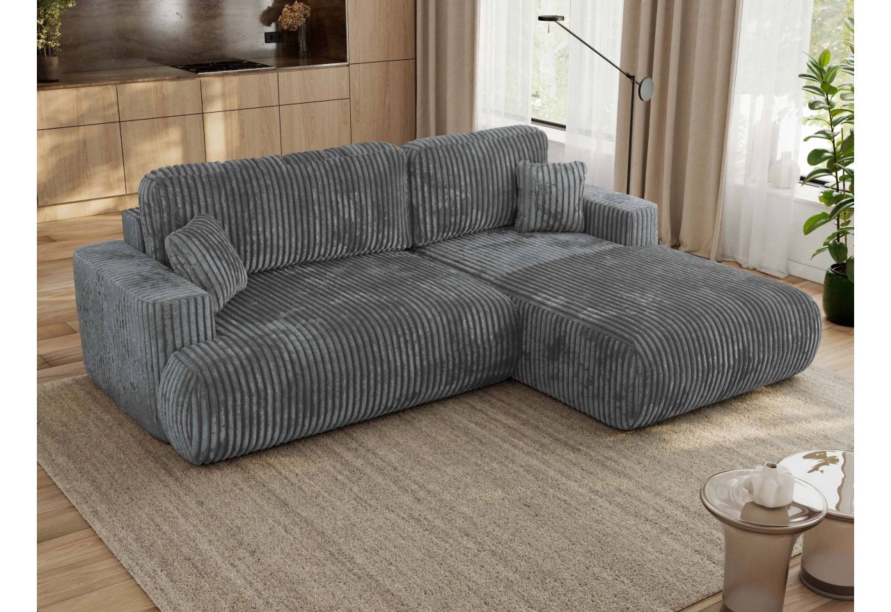 Narożnik - OVO L - strona prawa - ciemnoszary, sztruks