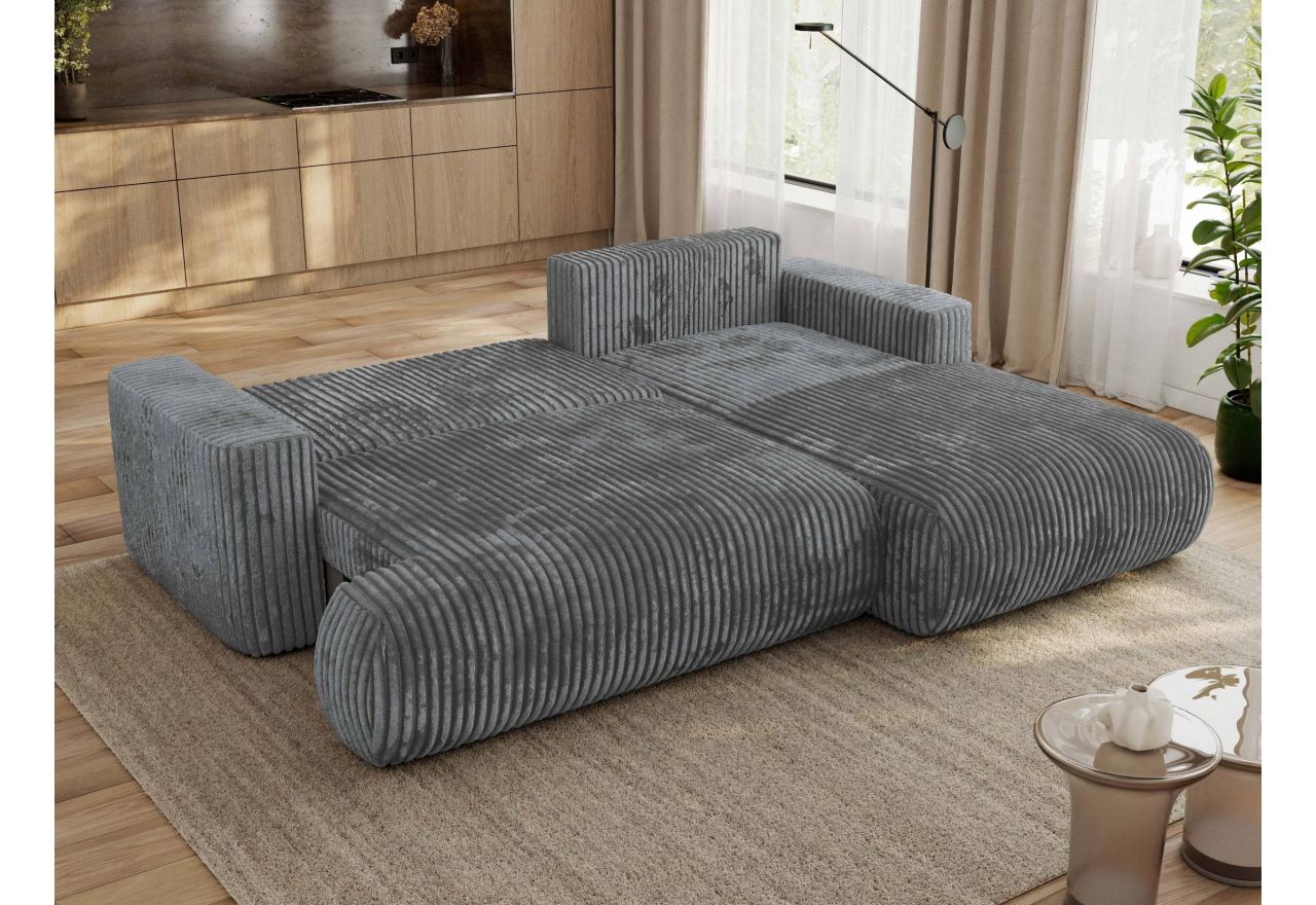 Narożnik - OVO L - strona prawa - ciemnoszary, sztruks