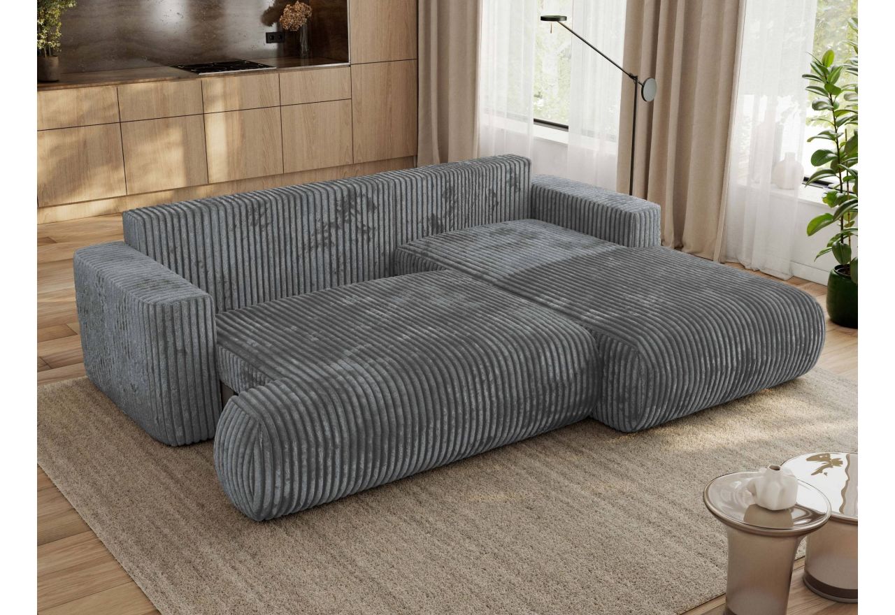 Narożnik - OVO L - strona prawa - ciemnoszary, sztruks