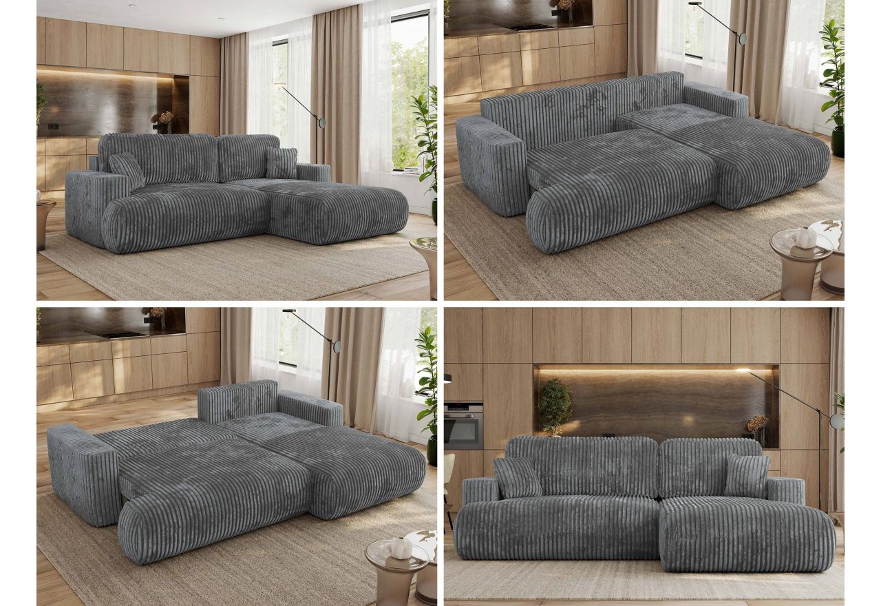 Narożnik - OVO L - strona prawa - ciemnoszary, sztruks