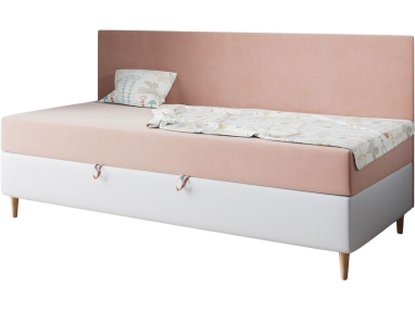 Ponadczasowe łóżko kontynentalne z pojemnikiem na pościel do pokoju dziecka - ZUZA 2 Magic Velvet 2253 / Madryt 920