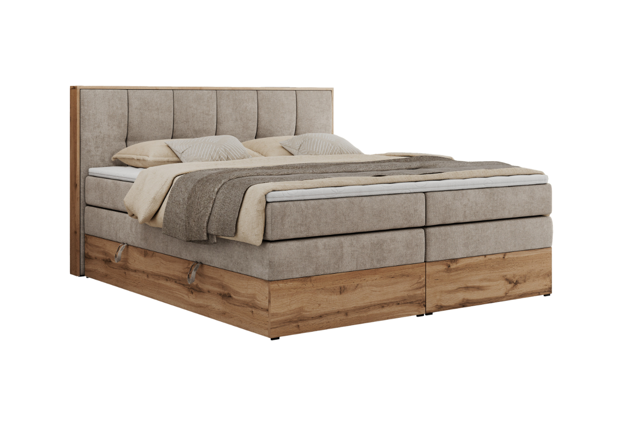 Łóżko kontynentalne ALBERO 1 KING 160x200 - Matana 17 - beżowy - OUTLETU