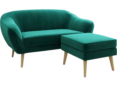 Sofa wolnostojąca dwuosobowa w zestawie z podnóżkiem w skandynawskim stylu - ELI / Monolith 25096