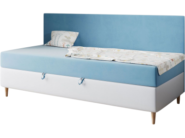 Łóżko pojedyncze z pojemnikiem na pościel i możliwością konfiguracji tkaniny - ZUZA 2 Magic Velvet 2260 / Madryt 920
